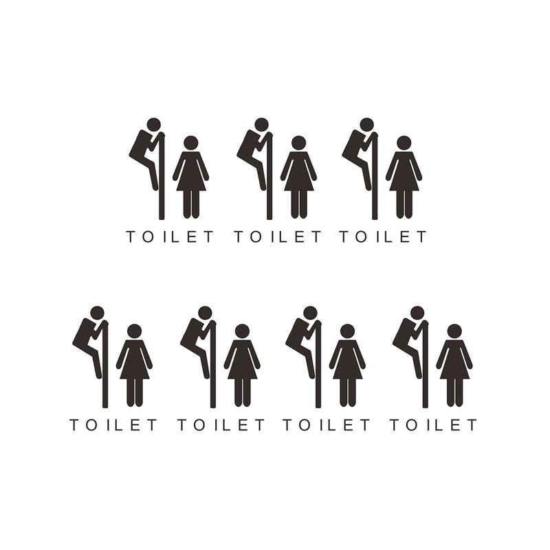 14 Pcs Toilet Door DIY Beauty Toilet Wall Stickers for Mall Restaurant Coffee Restroom - Image 2