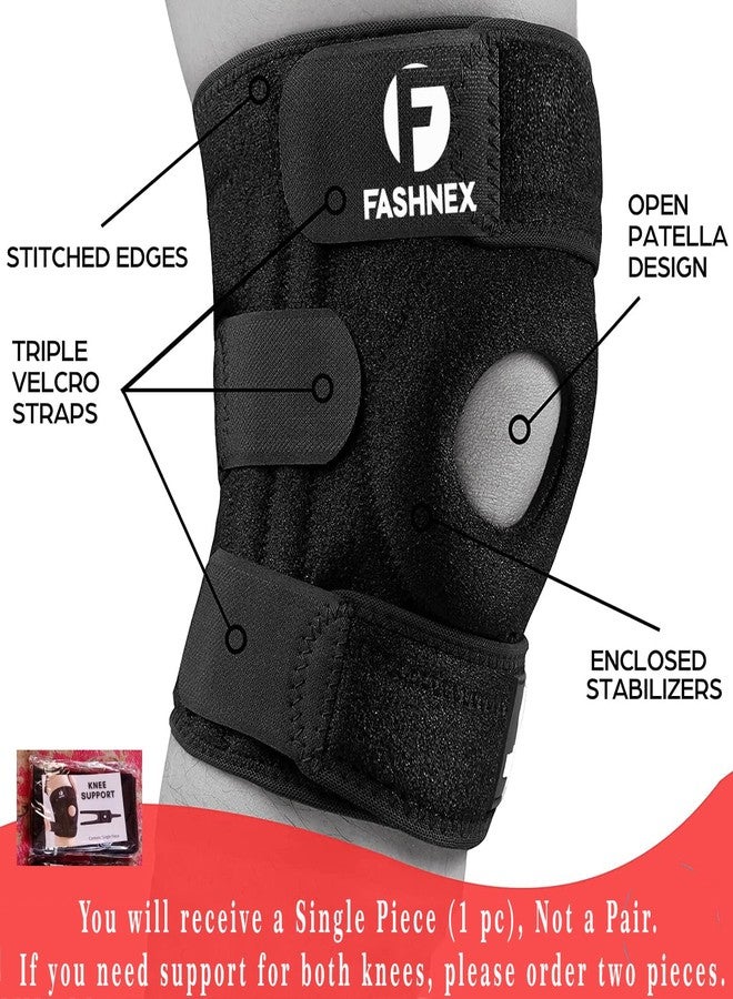 FASHNEX دعامة الركبة الممتازة من فاشنكس، دعامة مفتوحة للرضفة، دعامة ركبة قابلة للتهوية لالتهاب المفاصل، وتخفيف الألم، ومناسبة للرياضة للرجال والنساء (قطعة واحدة / قطعة واحدة (ليست زوجًا)، (أسود)، مقاس حر) - Image 4