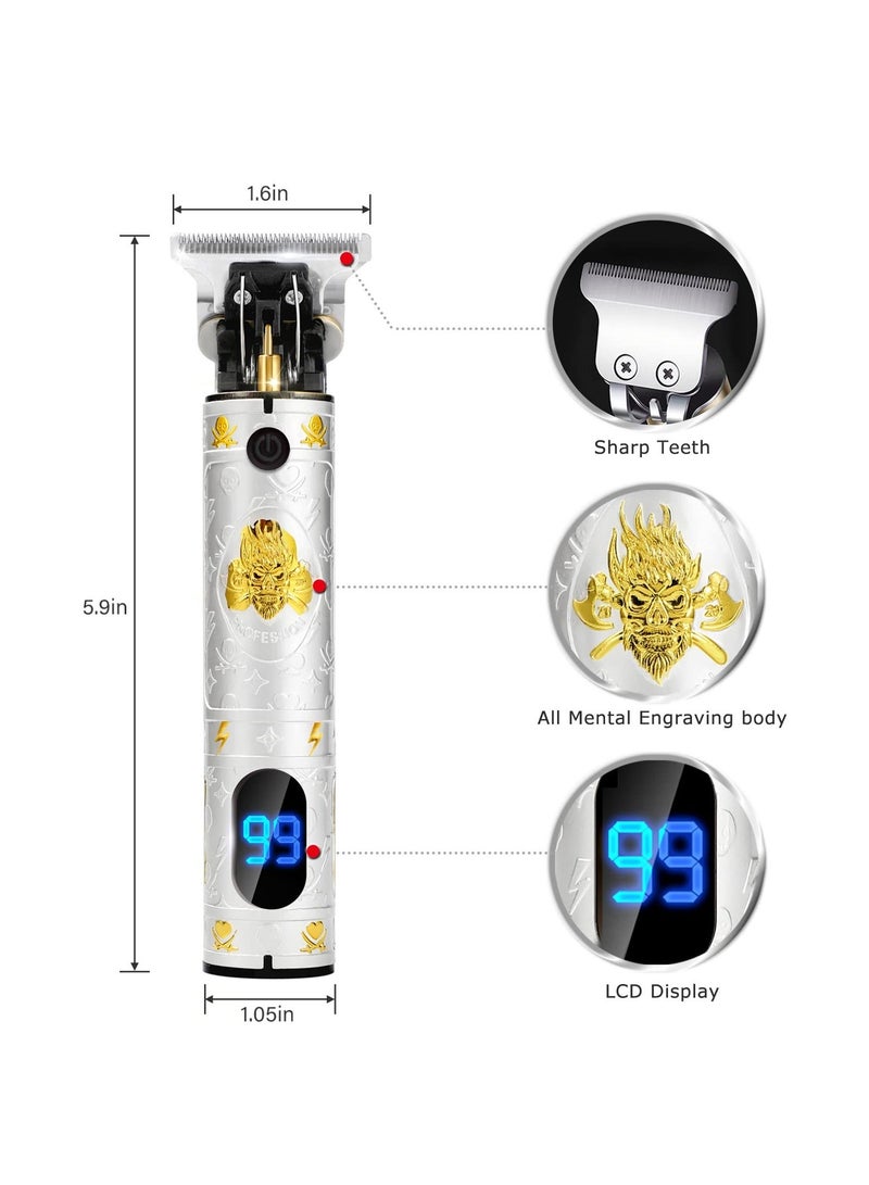 XiuWoo Beard Trimmer for Mens, Rechargeable Electric Hair Clippers with LCD Screen, Titanium Precision T Blade Families and Barber Perfect Gift - Image 2