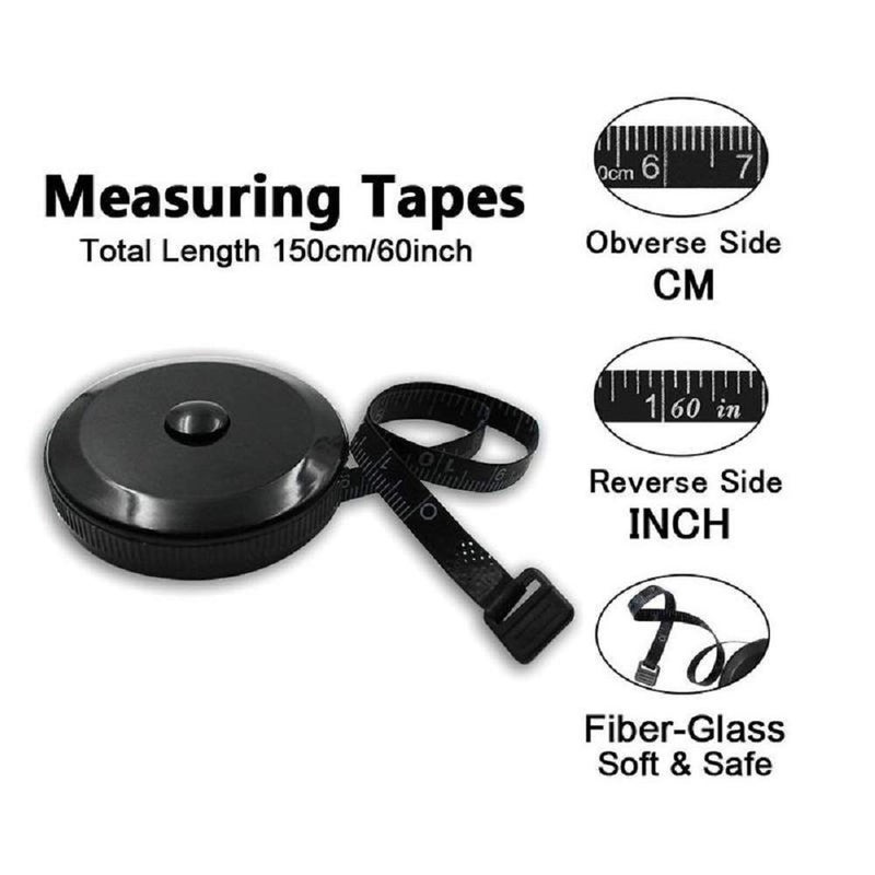 GDMINLO Soft Tape Measure Retractable Measuring for Body Fabric Sewing Tailor Cloth Knitting Craft Weight Loss Measurements Retractable Black Double Scales Rulers 1 Pack - Image 4