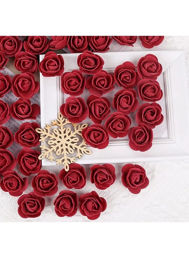 VRB Dec زهور فوم صناعية صغيرة VRB Dec™ 50 قطعة زهور فوم مزيفة عائمة للماء لطبق البوجا، المهرجانات والفعاليات، المنزل، الطاولة، غرفة النوم، غرفة البوجا، عناصر تزيين ديوالي والحرف اليدوية (أحمر داكن، 50) - Image 1