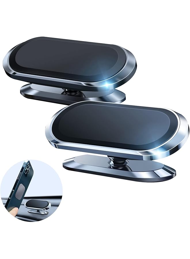 S-TOP 2 Pack Metal Magnetic Phone Holder for Car [ 2022 Upgrade 8X N52 Magnets] Strong Magnet Car Mount, One Second Put and Take & Dashboard 360° Rotation, Fit with iPhone and All Smartphone - Image 1
