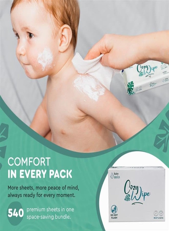 COZY WIPE Water Based Baby Wipes, 99.9% Purified Water, Unscented & Gentle for Sensitive Skin, Plastic-Free, 9 Packs (60 Wipes Each) – Safe for Newborns & Toddlers - Image 2