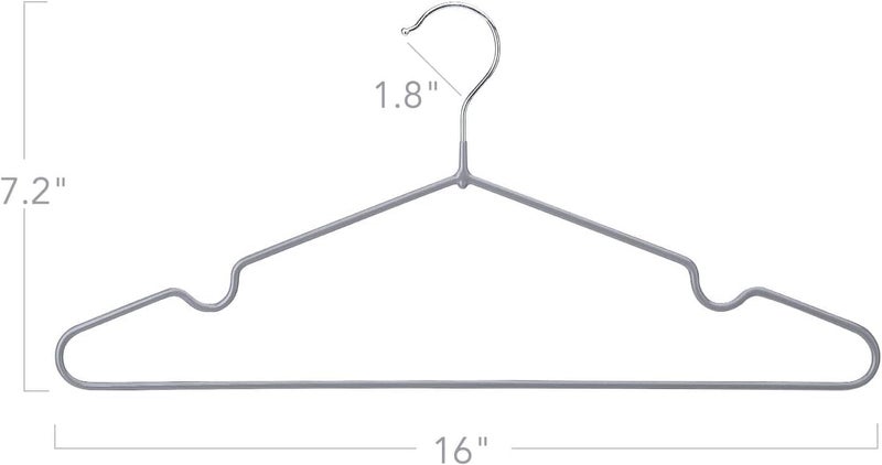 HOUSE DAY 10-Pack Grey Metal & Plastic Hangers - Heavy Duty Anti-Slip - Image 5
