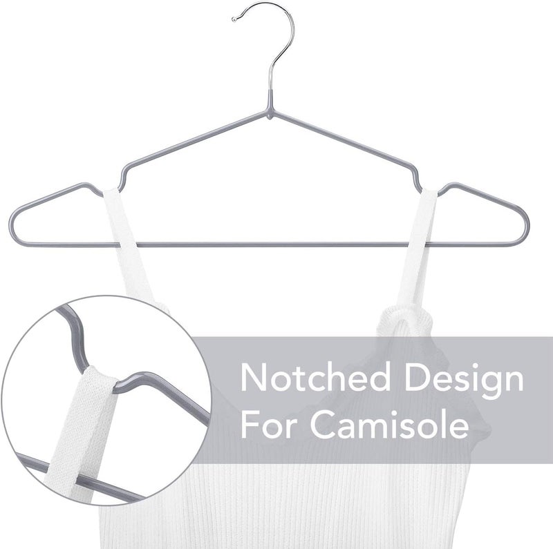 HOUSE DAY 10-Pack Grey Metal & Plastic Hangers - Heavy Duty Anti-Slip - Image 4