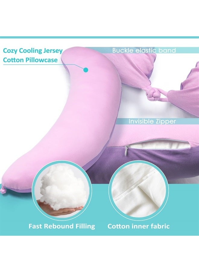 BYRIVER 39" Pink Purple Cute Body Pillow for Women Girl Side Sleepers, C Shaped Pregnancy Pillow, Anxiety Relief Hugging Pillow for Adults, 100% Cotton Pillow Cover, Gifts for New Mom (ZI-L)  - Image 1