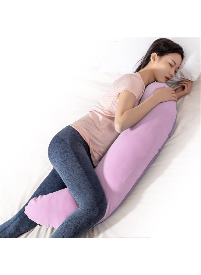 BYRIVER 39" Pink Purple Cute Body Pillow for Women Girl Side Sleepers, C Shaped Pregnancy Pillow, Anxiety Relief Hugging Pillow for Adults, 100% Cotton Pillow Cover, Gifts for New Mom (ZI-L)  - Image 2