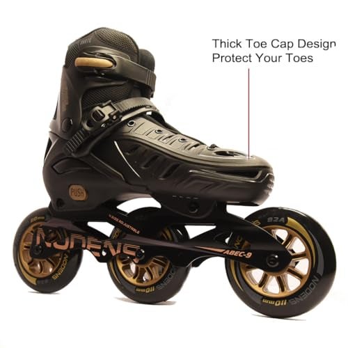 NODENS Unisex_Adult Adjustable Inline Roller Skates-Pack of 1 Pair Gold (XLarge (43-46), Gold) - Image 2