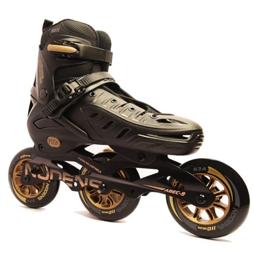 NODENS Unisex_Adult Adjustable Inline Roller Skates-Pack of 1 Pair Gold (XLarge (43-46), Gold) - Image 1