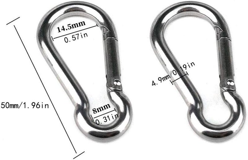 Hamineler 2PCS 304 Stainless Steel Single Pulley Block M15, Wire Rope Crane Pulley Block Hanging Wire Towing Wheel with 2PCS Spring Snap Hook - Image 3
