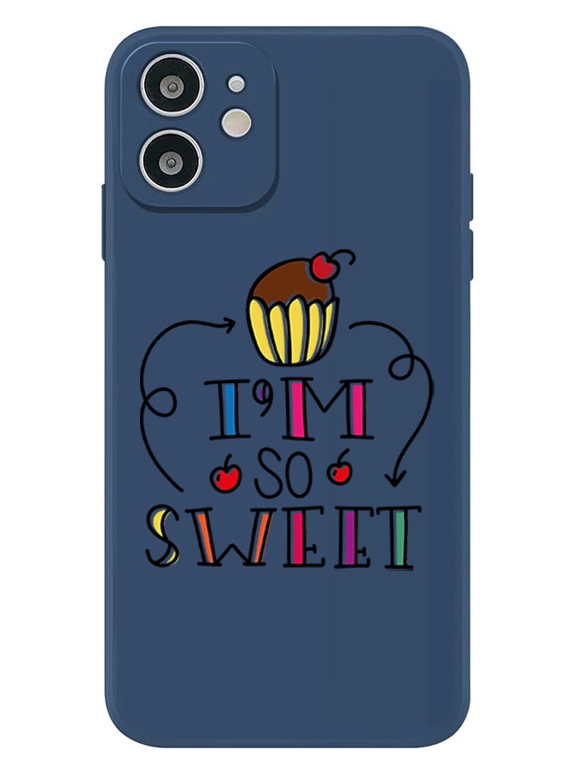 Theodor Protective Slim Fit Case Liquid Silicone Cover with Full Body Protection Anti-Scratch Shockproof Case For iPhone 12 Blue  - I am so sweet copy - Image 1