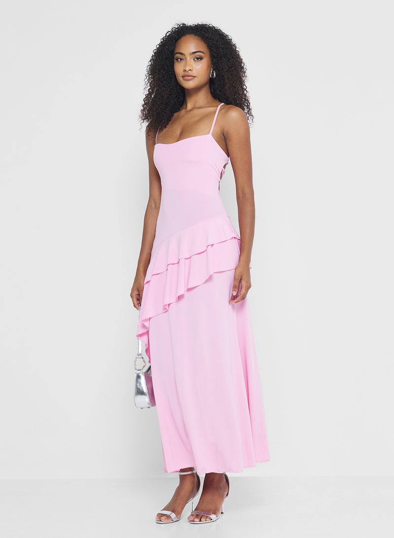 Ginger Strappy Frill Detail Drop Waist Dress - Image 5