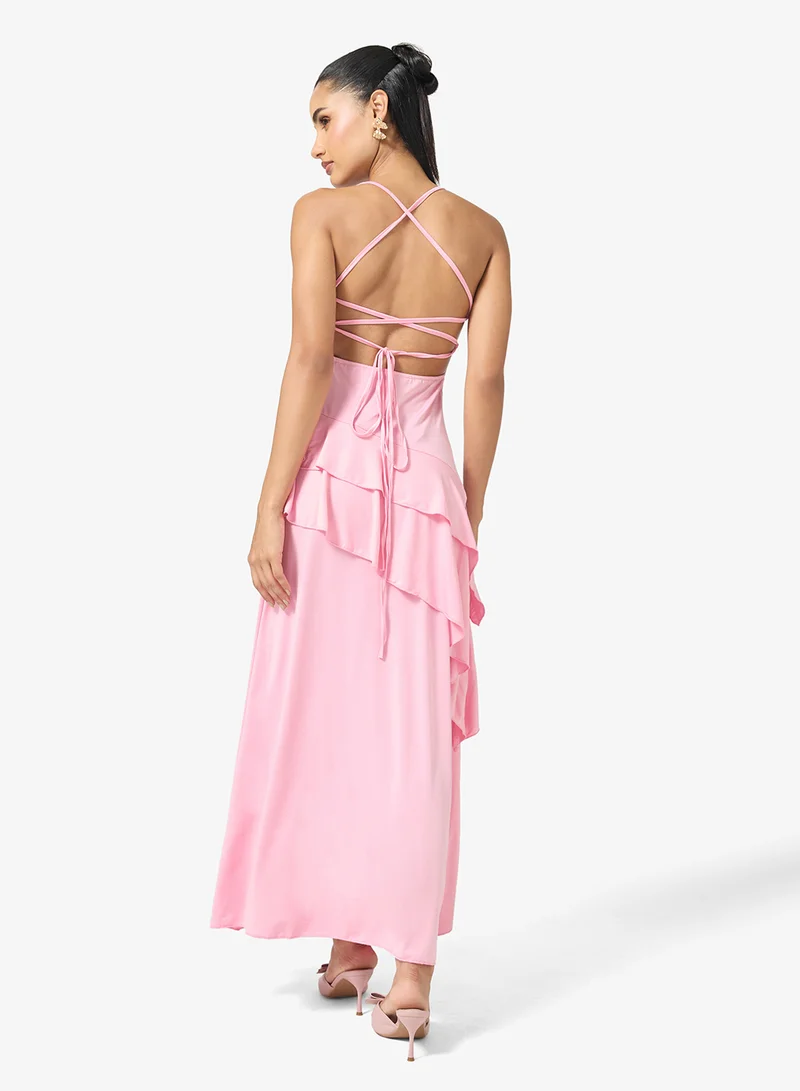 Ginger Strappy Frill Detail Drop Waist Dress