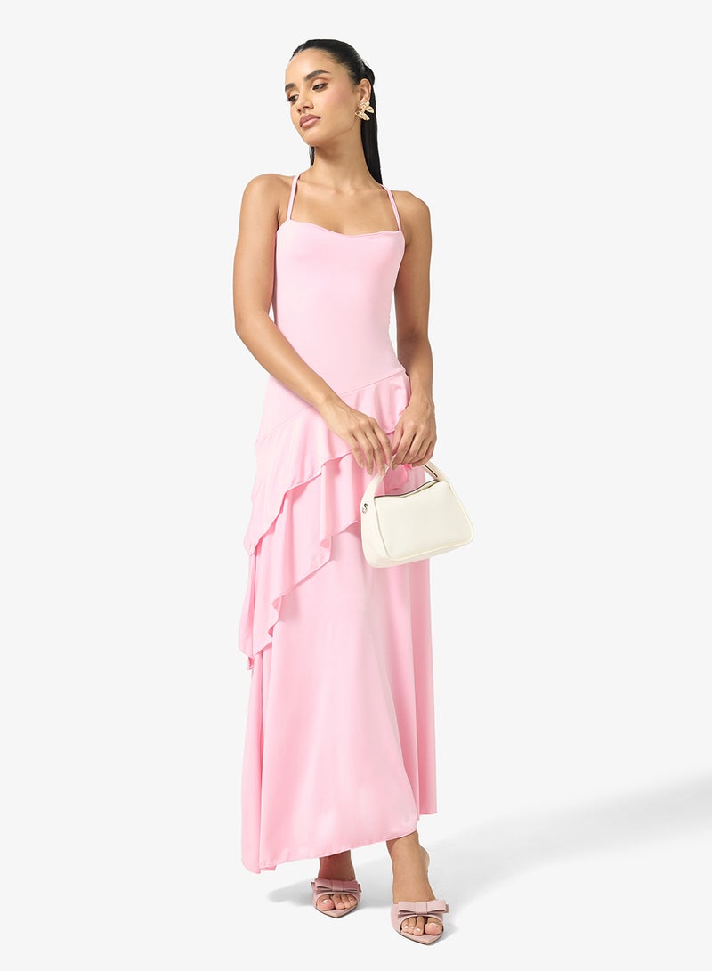 Ginger Strappy Frill Detail Drop Waist Dress - Image 4