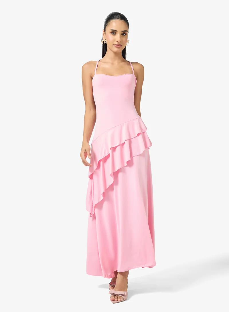 Ginger Strappy Frill Detail Drop Waist Dress