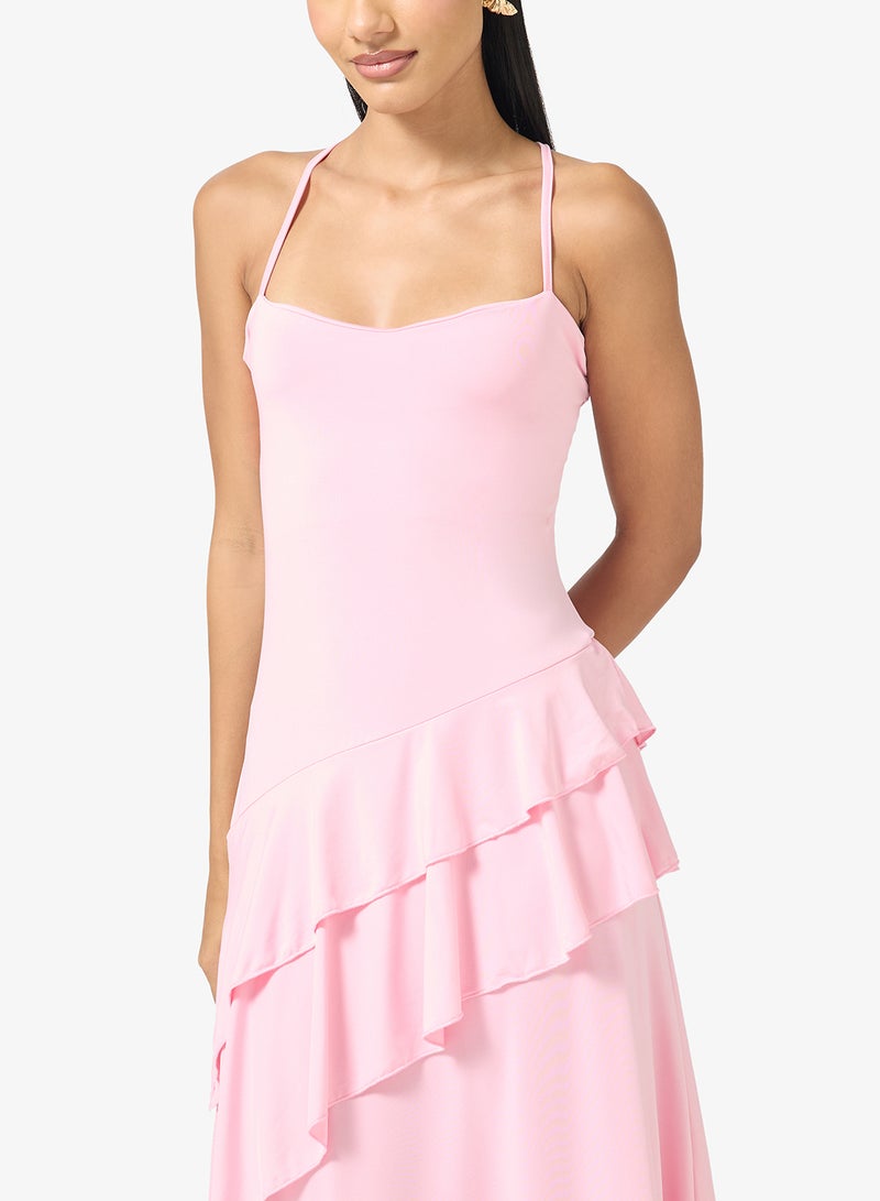Ginger Strappy Frill Detail Drop Waist Dress - Image 3