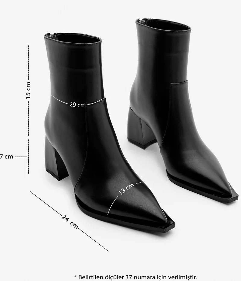 مارجين Women's Pointed Toe Back Zipper Heeled Boots Erves