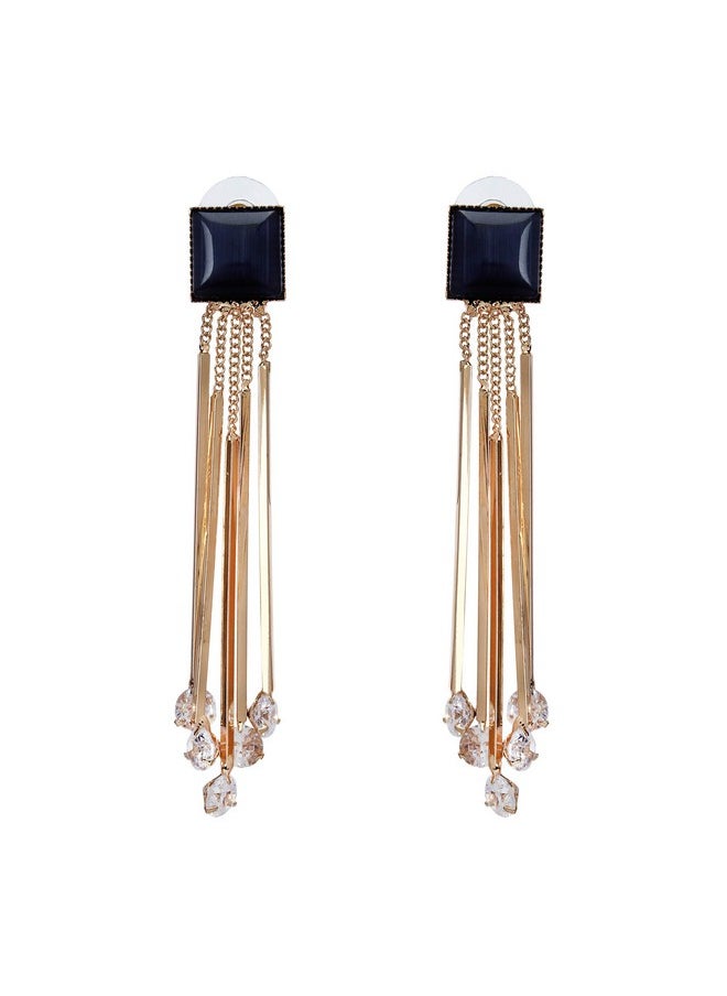 YouBella YouBella Jewellery Crystal Gold Plated Dangler Earrings for Girls and Women (Black)  - Image 1