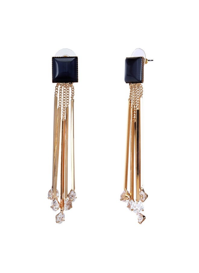 YouBella YouBella Jewellery Crystal Gold Plated Dangler Earrings for Girls and Women (Black)  - Image 2