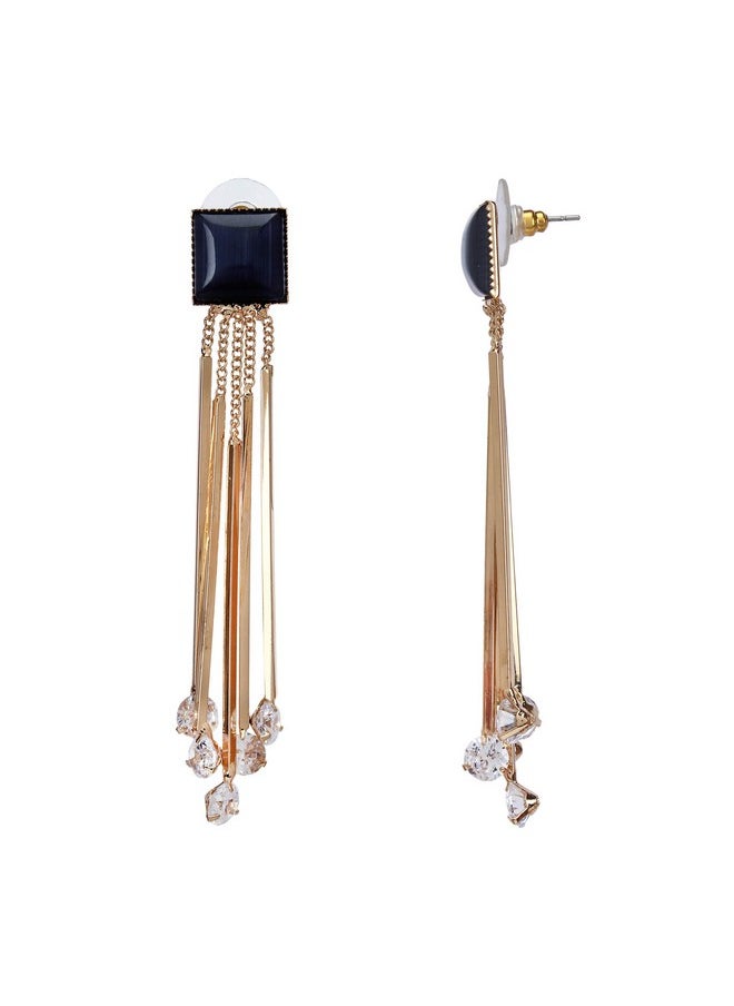 YouBella YouBella Jewellery Crystal Gold Plated Dangler Earrings for Girls and Women (Black)  - Image 3