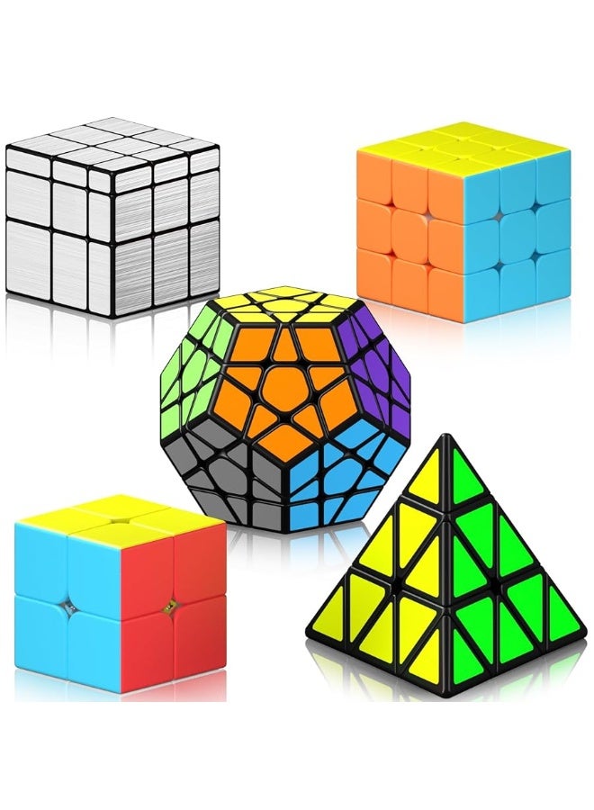 VDEALEN مجموعة مكعبات فديالين السريعة، حزمة مكعبات 2x2 3x3 هرم دوديكاhedron مكعب سحري مرآة، مجموعة ألعاب مكعبات الألغاز هدية عيد الفصح وعيد الحب للأطفال والمراهقين والبالغين [5 عبوات] - Image 5