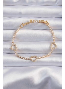 Brass Vip Series Gold Color Zircon Stone Waterway Design Heart Bracelet