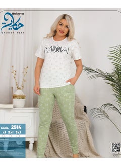 Star Tex Women's Summer Pajama Set - 2 Piece Pants and Embroidery T-shirt - Different Graphic Patterned and Tailored for Comfort  - Image 2