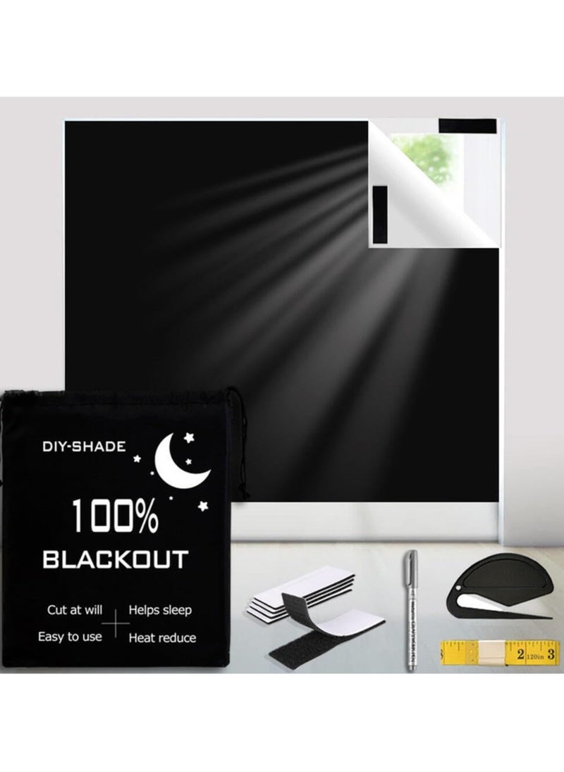 Arabest Portable Blackout Shades 1 x 1.45m Blackout Blinds Curtains for Windows, 100% Black Out Curtains with Hook and Loop Tapes, Blackout Window Film Window Cover for Bedroom, Baby Room, TV Room, Cars  - Image 1