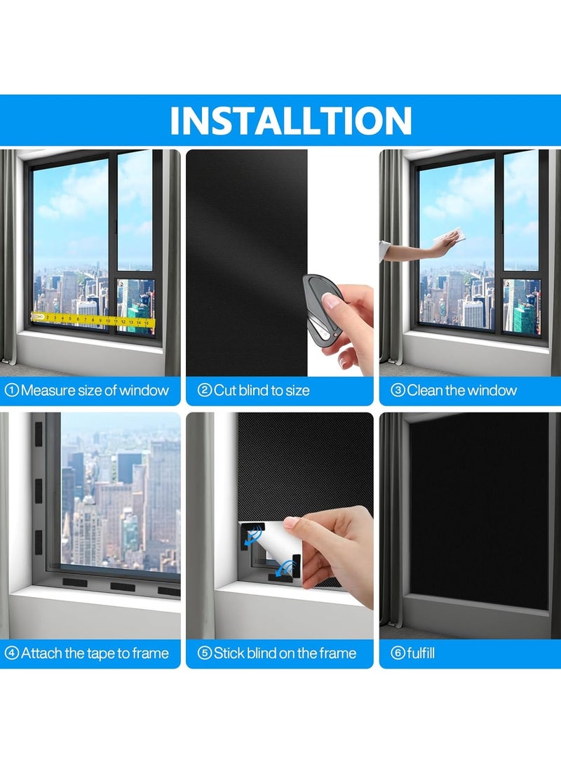 Arabest - Portable Blackout Shades 1 x 1.45m Blackout Blinds Curtains for Windows, 100% Black Out Curtains with Hook and Loop Tapes, Blackout Window Film Window Cover for Bedroom, Baby Room, TV Room, Cars - Image 1