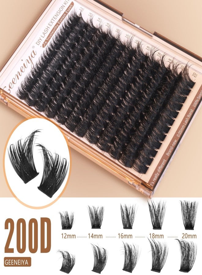 Geeneiya 200D Lash Clusters Kit Thick Lash Extension Kit 10-20mm Wispy Cluster Eyelash Extensions Individual Eyelashes Kit with Lash Bond and Seal DIY Lashes Applicator for Beginners - Image 3