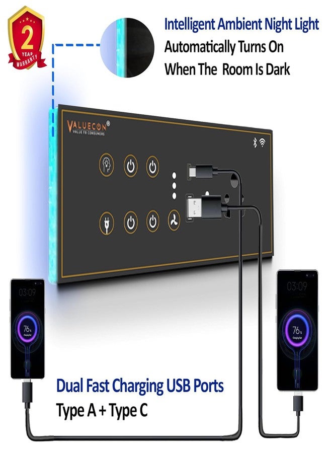 VALUECON® i380 6 modular Smart Wifi Switch Board with 4 Switch,1 Fan,1 Socket, C & A type USB charging ports| App Control, Voice-controlled by Alexa, G. Home, G. Assistant-D.Grey - Image 5