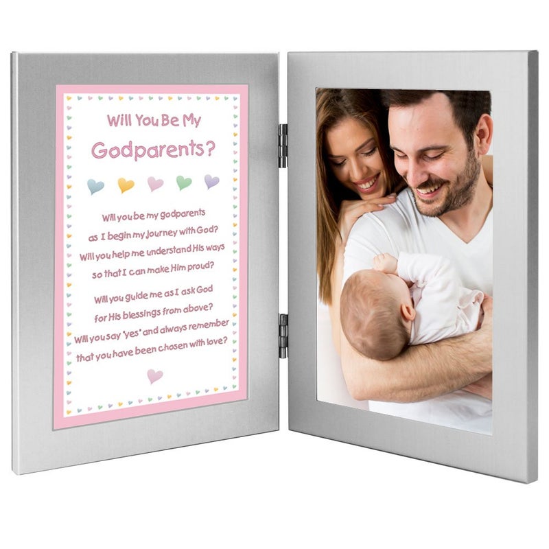 Poetry Gifts Will You Be My Godparents from Baby Girl Godchild Add 4x6 Photo to Double Frame