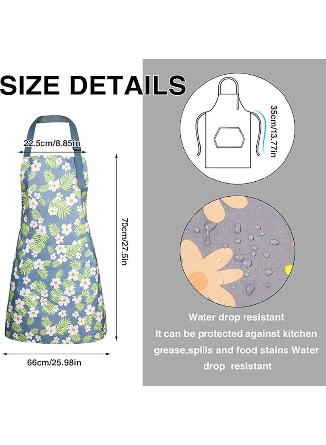 3 Pack Floral Aprons with Pocket, Womens Aprons Waterproof Adjustable Cooking Aprons for Kitchen Gardening and Salon. - Image 2