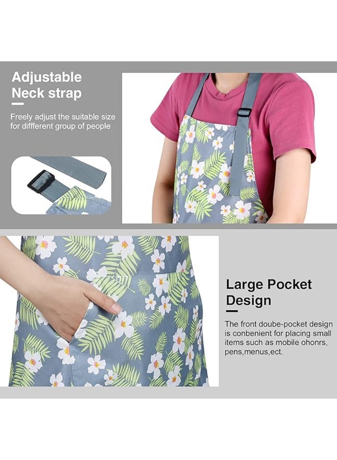 3 Pack Floral Aprons with Pocket, Womens Aprons Waterproof Adjustable Cooking Aprons for Kitchen Gardening and Salon. - Image 5