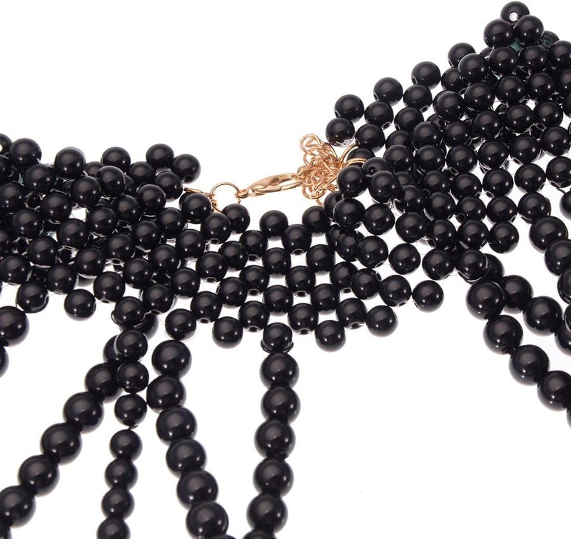 Jerollin Simulated Pearl Body Statement Necklace for Women, Fashion Collar Bib Necklaces Fashion Costume Jewelry - Image 5