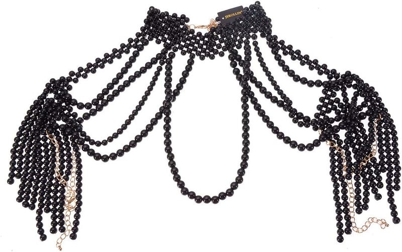 Jerollin Simulated Pearl Body Statement Necklace for Women, Fashion Collar Bib Necklaces Fashion Costume Jewelry - Image 1