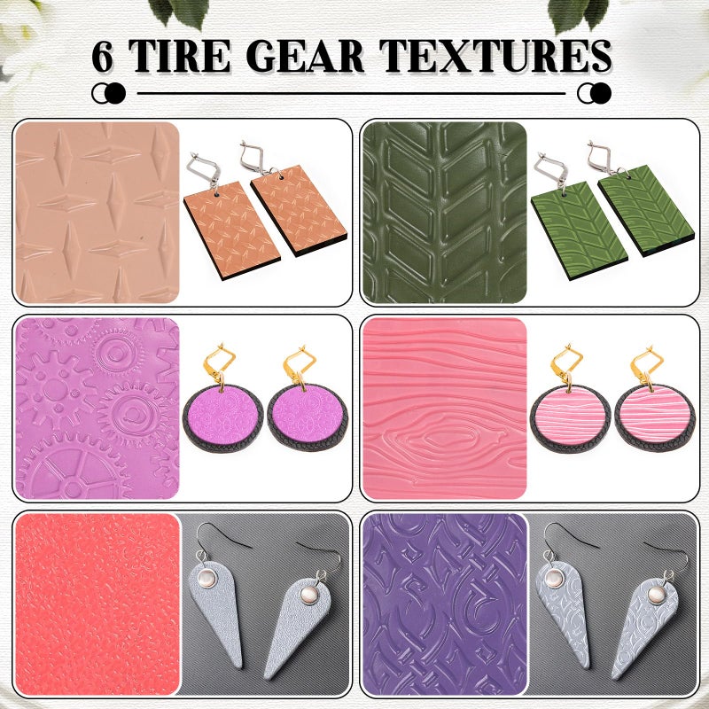 XunYee 23 Pcs Polymer Clay Texture Sheets for Earrings Jewelry Making 17 x 25 Boho Clay Fondant Texture Mats for Pottery Earrings Jewelry Making DIY Crafts - Image 3