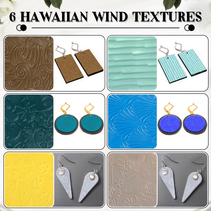 XunYee 23 Pcs Polymer Clay Texture Sheets for Earrings Jewelry Making 17 x 25 Boho Clay Fondant Texture Mats for Pottery Earrings Jewelry Making DIY Crafts - Image 4