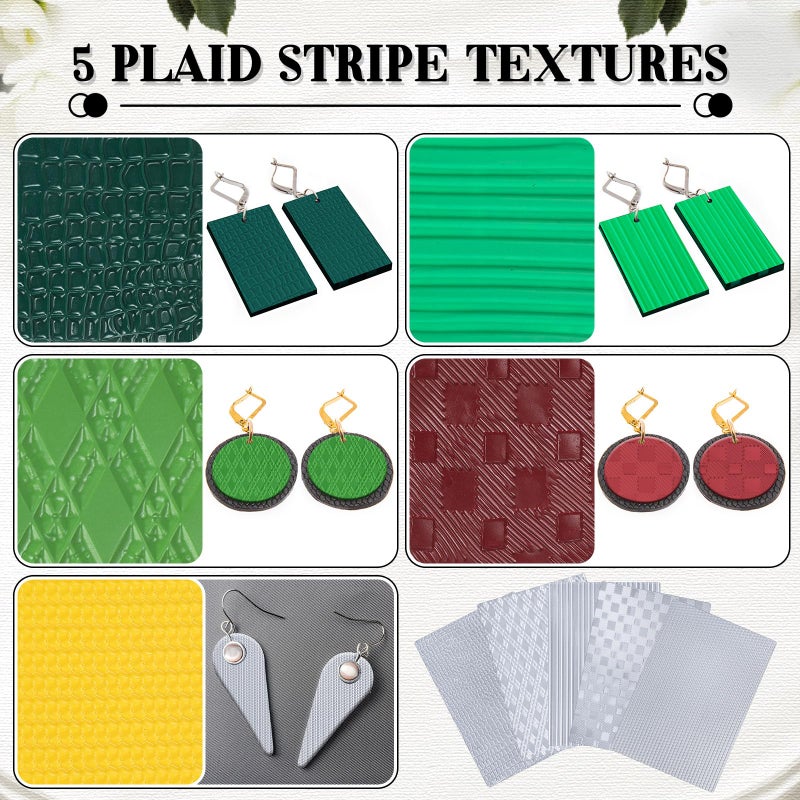 XunYee 23 Pcs Polymer Clay Texture Sheets for Earrings Jewelry Making 17 x 25 Boho Clay Fondant Texture Mats for Pottery Earrings Jewelry Making DIY Crafts - Image 5