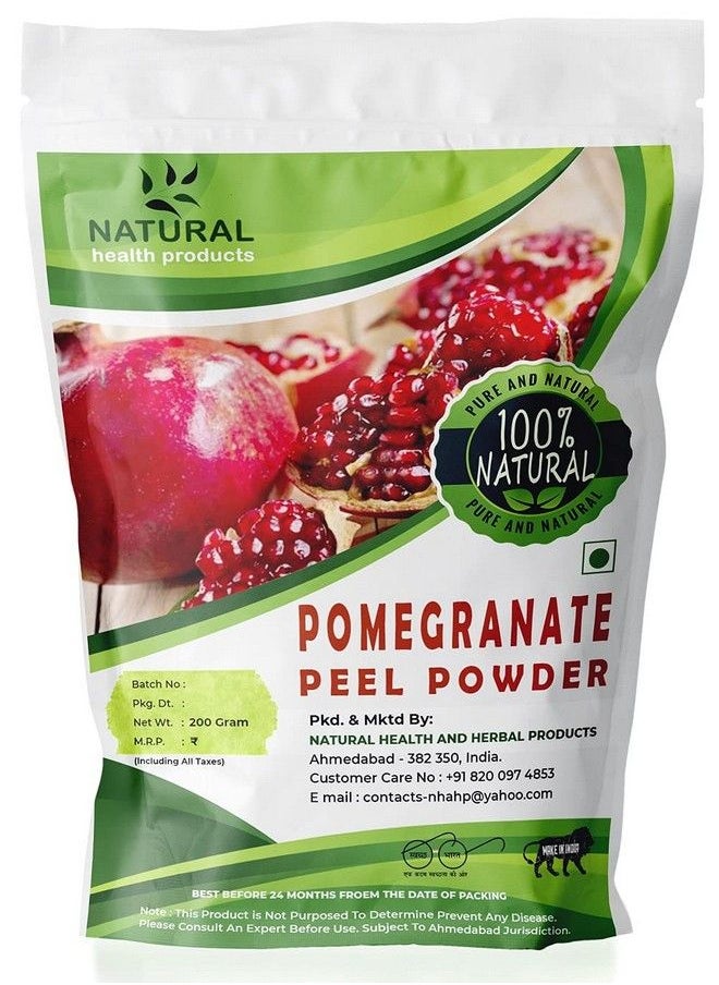Natural Health Products - 100% Natural Anar/Pomegranate Peel Powder Punica Granatum ;; Skin Hydration & Hare Care ; 100% Natural Face Pack For Acnespot Treatment ; Face & Body Scrub ; Hair Fall Treatment (200 Gm) Pouch Packing - Image 1