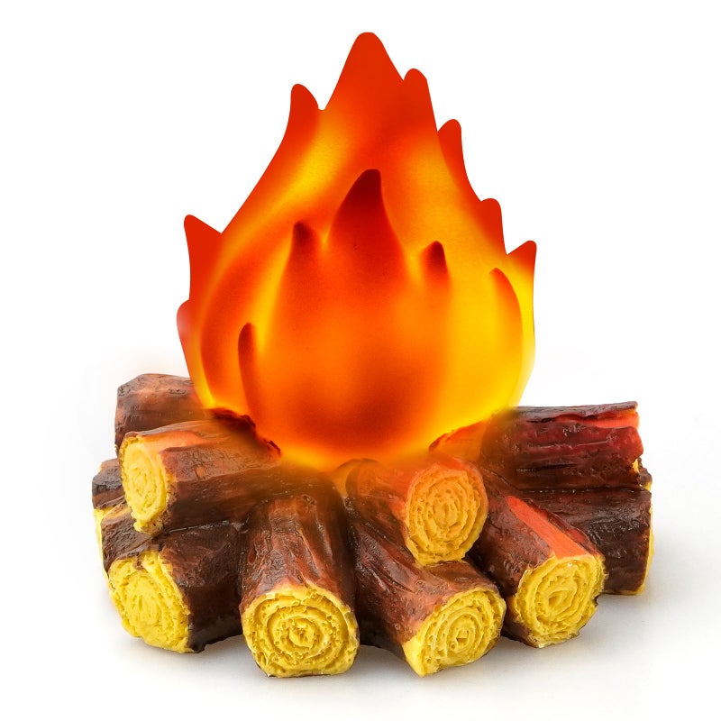 Bestview Artificial Fake Campfire Night Light, 3D LED Fake Fire Pit Firewood Lamp with Realistic Log Flameless Candle Battery Operated, Halloween Christmas Campfire Party Decorations - Image 1