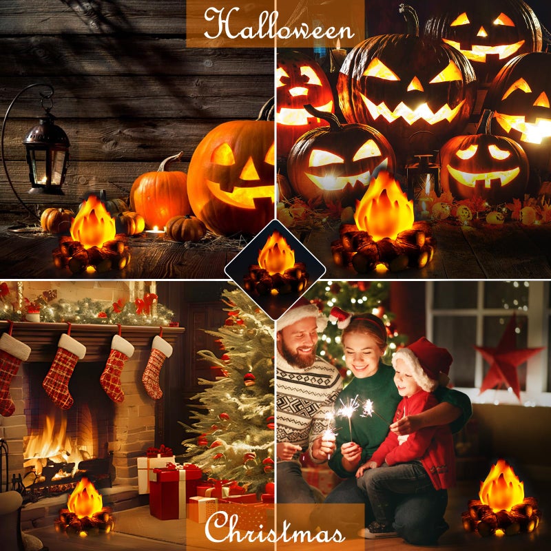 Bestview Artificial Fake Campfire Night Light, 3D LED Fake Fire Pit Firewood Lamp with Realistic Log Flameless Candle Battery Operated, Halloween Christmas Campfire Party Decorations - Image 4
