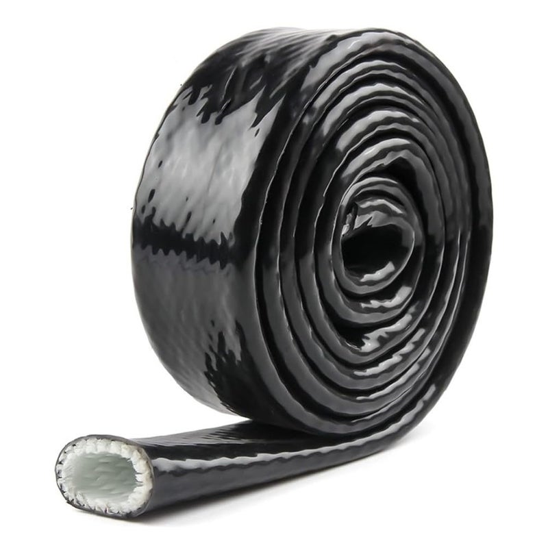 YSIL 14 ID 33FT Heat Shielded Fire Thermo Armor Fire Sleeve Silicone Coated Fiberglass Heat Protection for Automotive Hose Cable Lines Electrical Wiring Black - Image 2
