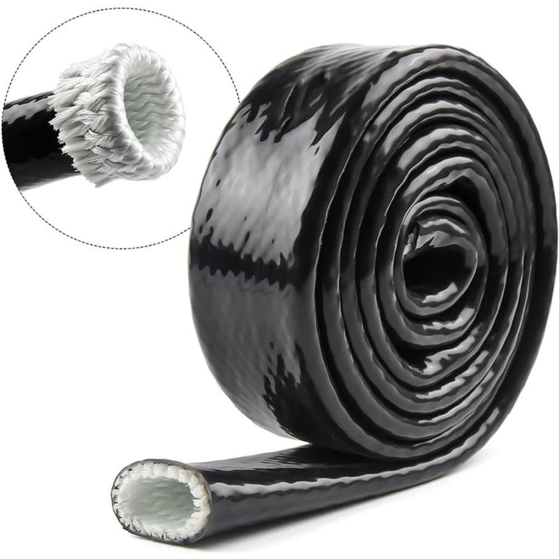 YSIL 14 ID 33FT Heat Shielded Fire Thermo Armor Fire Sleeve Silicone Coated Fiberglass Heat Protection for Automotive Hose Cable Lines Electrical Wiring Black - Image 4