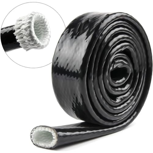 YSIL 14 ID 33FT Heat Shielded Fire Thermo Armor Fire Sleeve Silicone Coated Fiberglass Heat Protection for Automotive Hose Cable Lines Electrical Wiring Black - Image 3