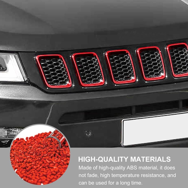 Jimen 7PCS Front Grille Inserts Cover Trim for Jeep Compass 2021-2023 - Red - Image 5