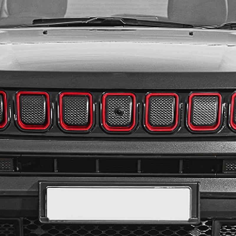 Jimen 7PCS Front Grille Inserts Cover Trim for Jeep Compass 2021-2023 - Red - Image 1