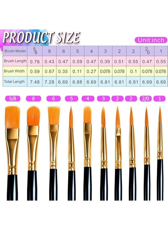 Paint Brushes Set with Paint Tray Palette, Round Paint Palettes and Paintbrushes, 3Pcs Plastic Paint Palettes, 10Pcs Artist Painting Brushes, Nylon Hair Paintbrush, for Oil Watercolor, Beginners - Image 2