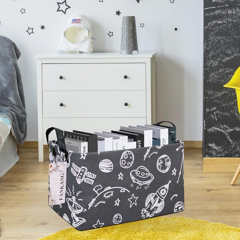 FANKANG Storage Basket,Nursery Hamper Canvas Laundry Basket Foldable with Waterproof PE Coating Storage, Office, Bedroom, Clothes,Toys (Rec-Space Planet) - Image 5