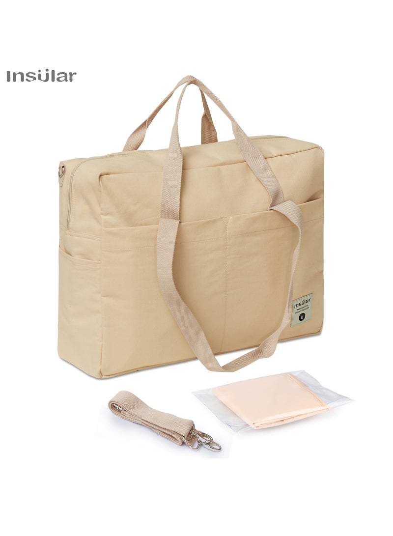 insular Cotton Canvas Large Capacity Portable One Shoulder Cross body Mommy Bag - Image 1